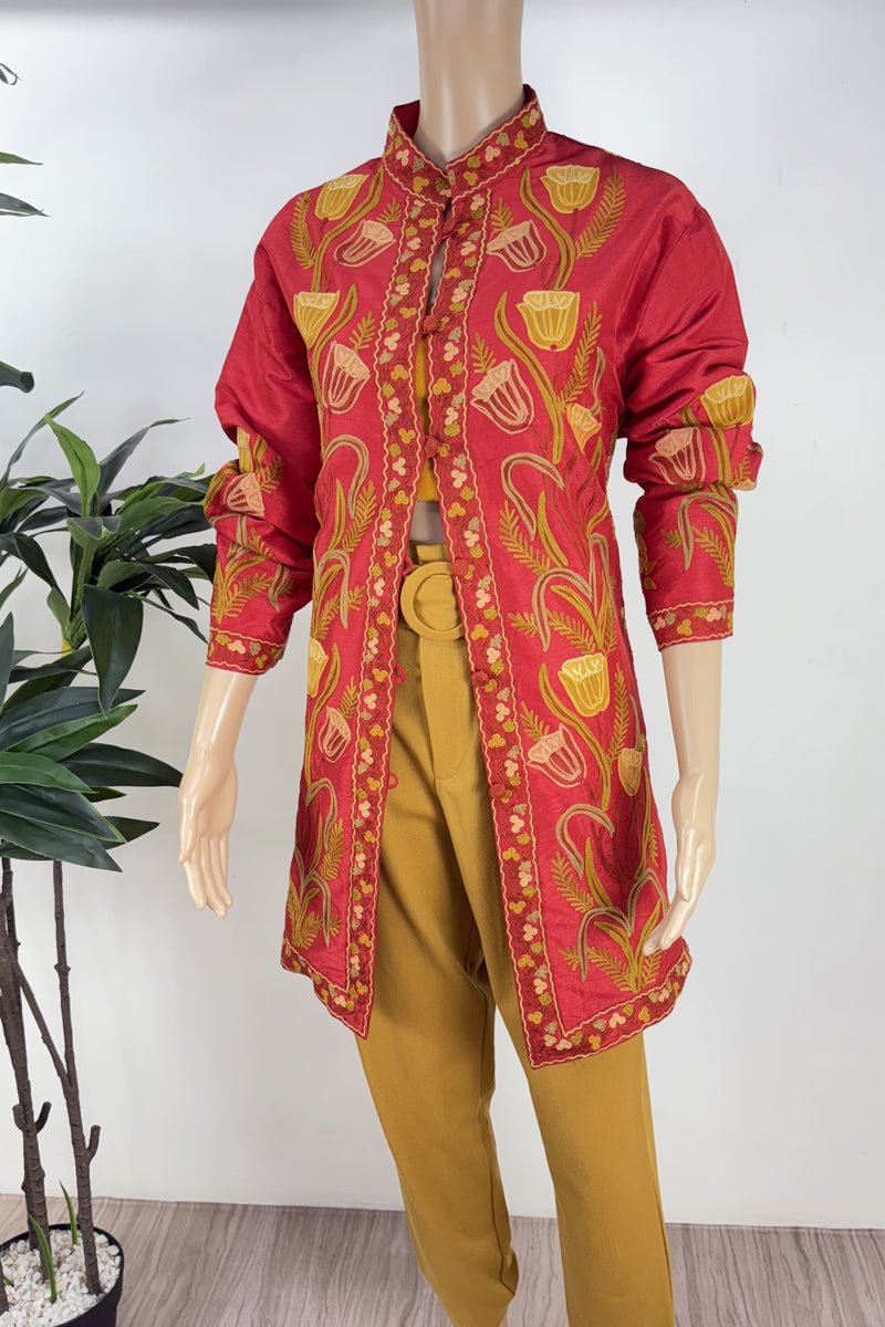 Red Gotta Embroidered Ethnic Jacket Shrug ACJ10